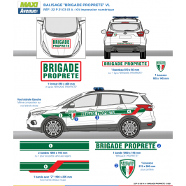 Kit de Sérigraphie pour véhicule léger Brigade Propreté