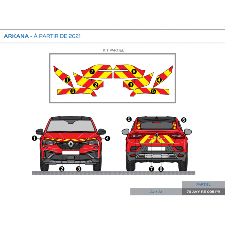 Renault Arkana à partir de 2021 - Rouge & Jaune - Avant + Arrière