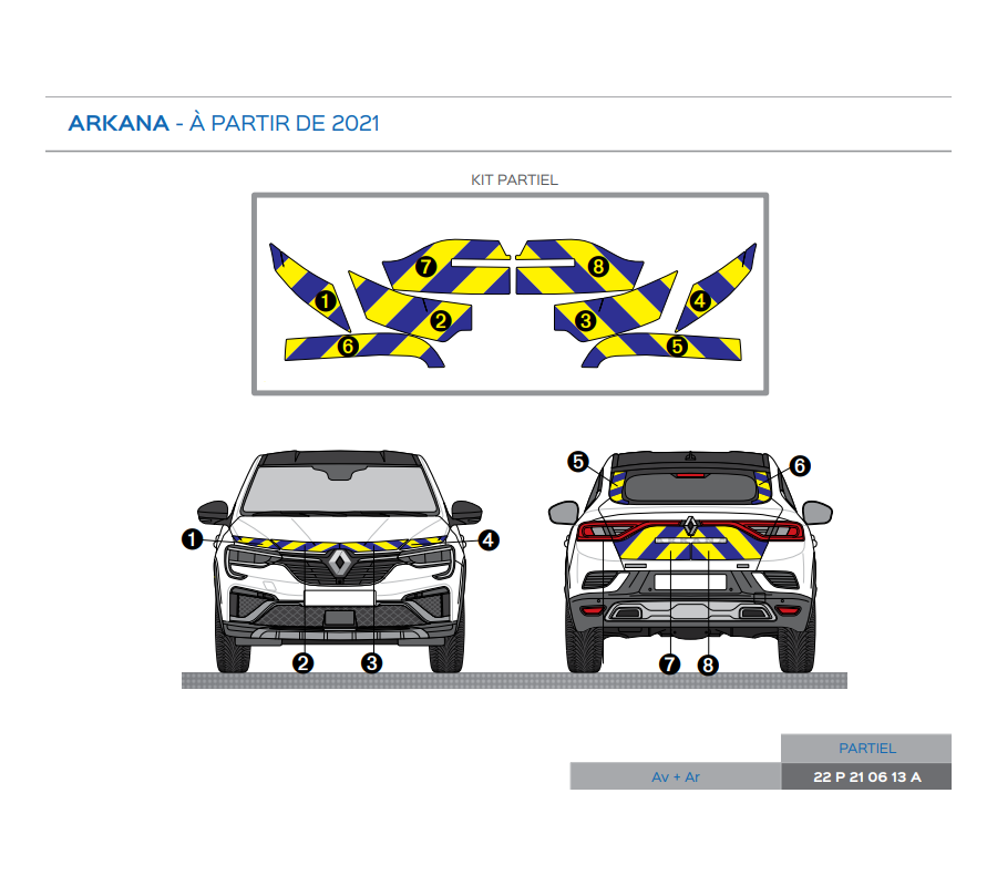 Renault Arkana à partir de 2021 - Jaune & Bleu - Avant + Arrière