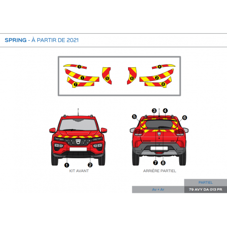 Dacia Spring à partir de 2021 - Rouge & Jaune - Avant + Arrière