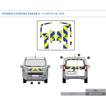 Fiat Fiorino 2 portes phase 2 à partir de 2016 - Jaune & Bleu - Avant + Arrière