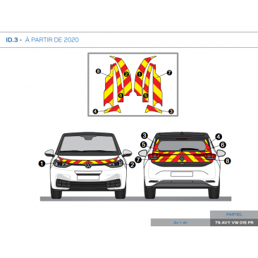 Volkswagen ID.3 à partir de 2020 - Rouge & Jaune - Avant + Arrière