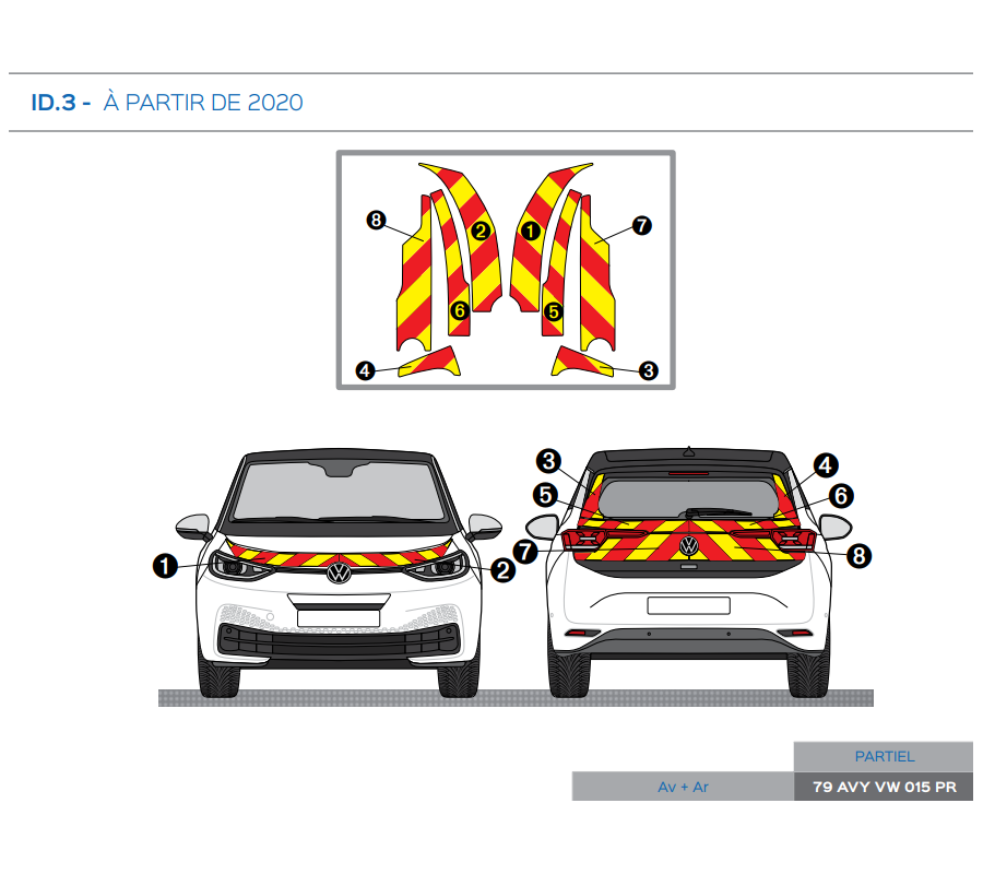 Volkswagen ID.3 à partir de 2020 - Rouge & Jaune - Avant + Arrière