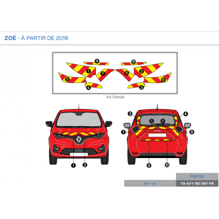 copy of Renault Zoé phase 2 à partir de 2019 - Jaune & Bleu - Avant + Arrière