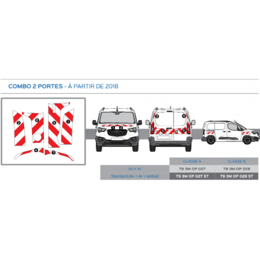 Opel Combo 2 portes à partir de 2018 - Rouge & Blanc - Avant + Arrière - Classe B