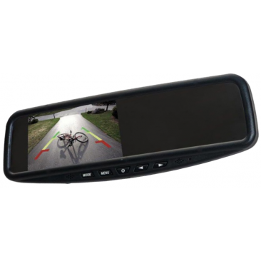 Rétroviseur avec écran 4.3 et HP intégrés - 2 entrées vidéo et 1 entrée audio + 1 commande marche arrière