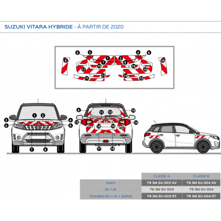 Suzuki Vitara Hybride à partir de 2020 - Rouge & Blanc - Avant + Arrière - Classe B