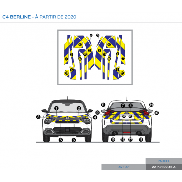 Citroën C4 Berline à partir de 2020 - Jaune & Bleu - Avant + Arrière