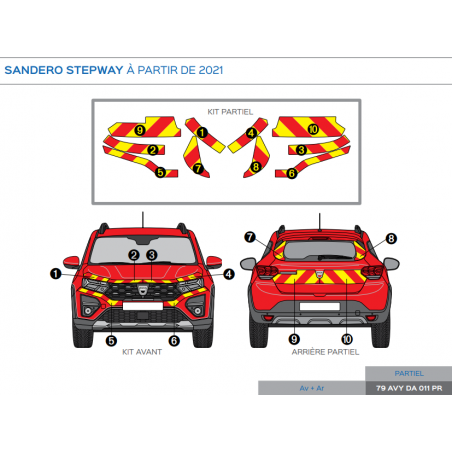 Dacia Sandero Stepway à partir de 2021 - Rouge & Jaune - Avant + Arrière