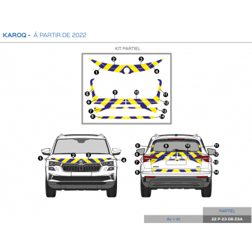 Skoda Karoq à partir de 2022 - Jaune & Bleu - Avant + Arrière