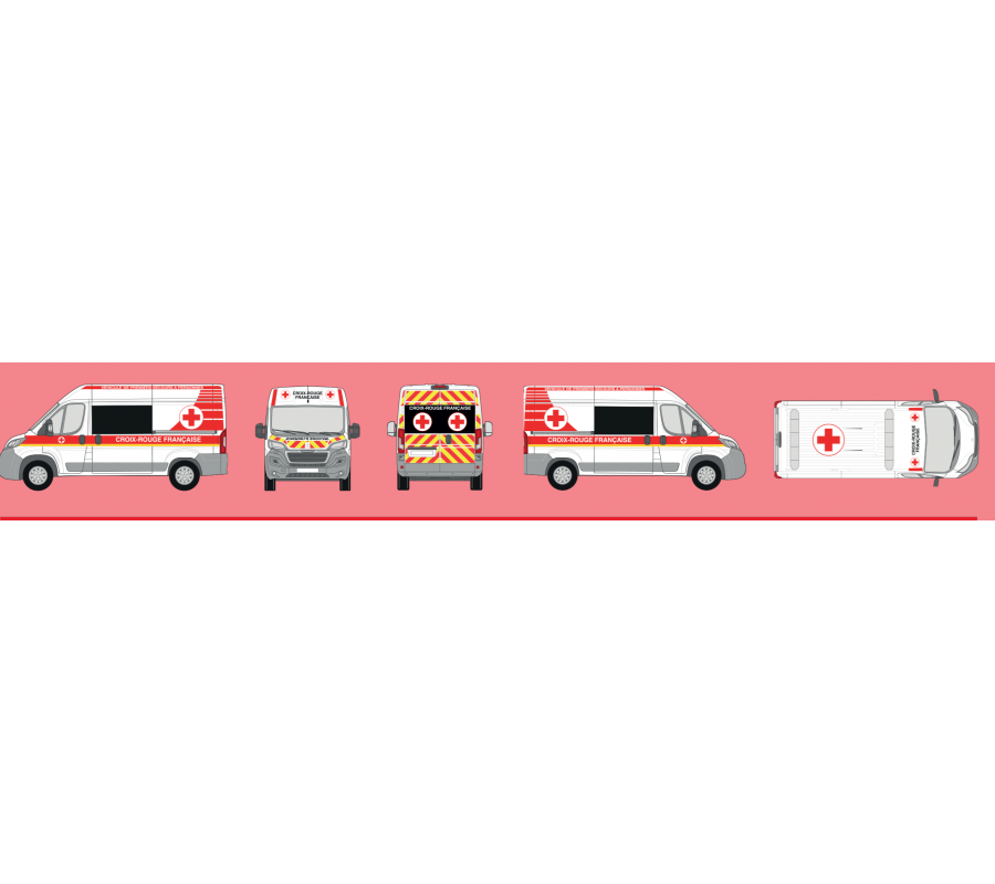 Balisage Rouge & Jaune Croix Rouge Française pour Renault Master