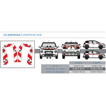 Citroën C3 Aircross à partir de 2018 - Rouge & Blanc - Avant + Arrière - Classe B