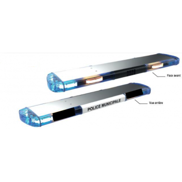 FX ONE - 1,20m - Feux bleus aux corners + 2 bleus à l'avant - sirène & micro - Enseigne PM à l'arrière