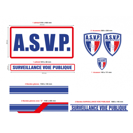 Kit de Sérigraphie ASVP (bleu) pour véhicule léger