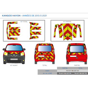 Renault Kangoo hayon vitré de 2013 à 2021 - Rouge & Jaune - Avant + Arrière