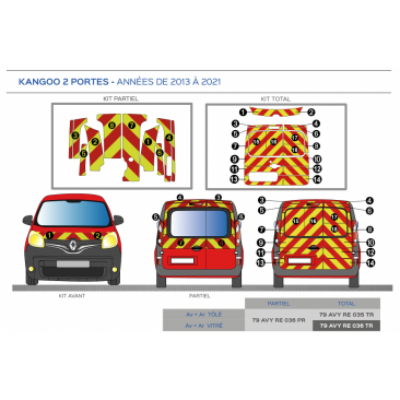 Renault Kangoo hayon vitré à partir de 2013 - Rouge & Jaune - Avant + Arrière Total