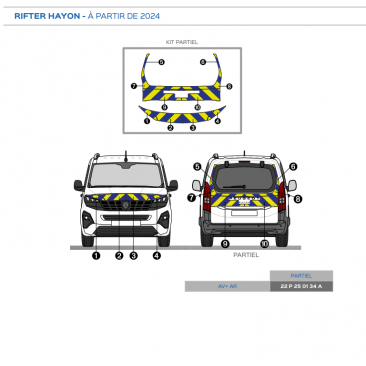 Peugeot Rifter de 2024 - Bleu & Jaune - Avant + Arrière