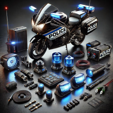 PACK - KIT MOTO DL - Le plus vendu (sirène, 2 comodos, porte fusible, feu bleu + équerres, kit sérigraphie PM, L54 + support)