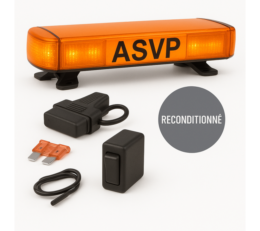 PACK ASVP - Permet d'équiper les véhicules pour service ASVP (mini vega + porte fusible 15A + sérigraphie ASVP + interrupteur)