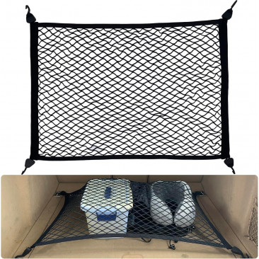 Filet Voiture pour Coffre Rangement 80×60cm Peut Être Étendu Jusqu'À 160×120cm avec 4 Crochets Renforcement Solides