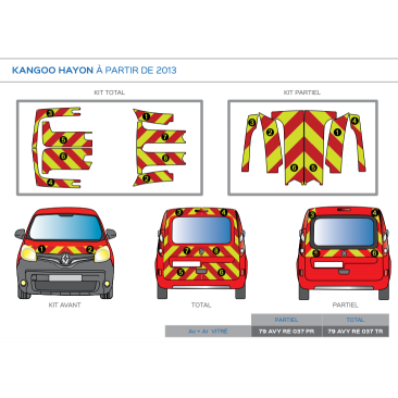 Renault Kangoo hayon vitré à partir de 2013 - Rouge & Jaune - Avant + Arrière Total