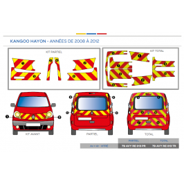 Renault Kangoo hayon vitré à partir de 2013 - Rouge & Jaune - Avant + Arrière Total