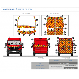 Renault Master 2 portes H2 à partir de 2019 - Rouge & Jaune - Avant + Arrière - TOTAL