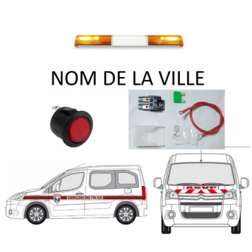 PACK ASVP - Permet d'équiper les véhicules pour service ASVP (mini vega + porte fusible 15A + sérigraphie ASVP + interrupteur)