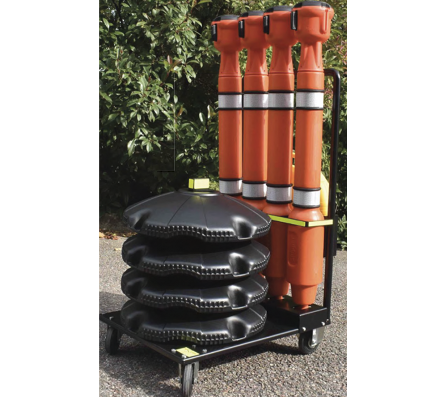 Base lestable + poteau orange pour skipper (2.2Kg) + ruban de balisage 9m enroulable inclus