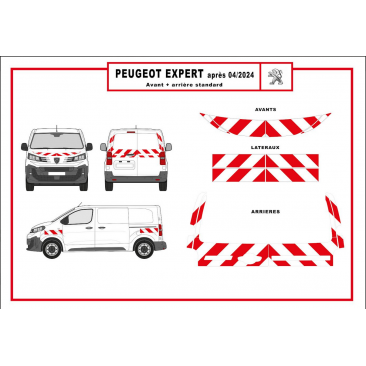 Peugeot Expert 2 portes à partir de 2024 - Rouge & Blanc - Avant + Arrière