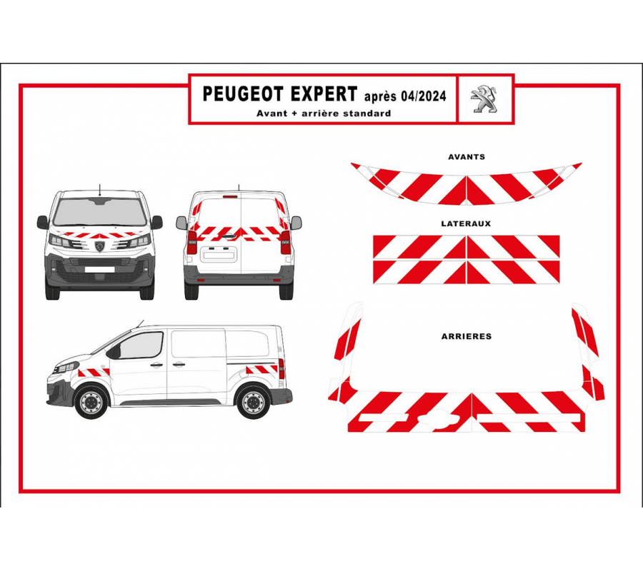Peugeot Expert 2 portes à partir de 2024 - Rouge & Blanc - Avant + Arrière