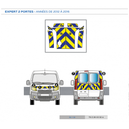 Peugeot Expert KO 2 portes à partir de 2016 - Jaune & Bleu - Avant + Arrière