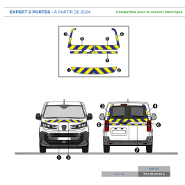 Peugeot Expert KO 2 portes à partir de 2016 - Jaune & Bleu - Avant + Arrière