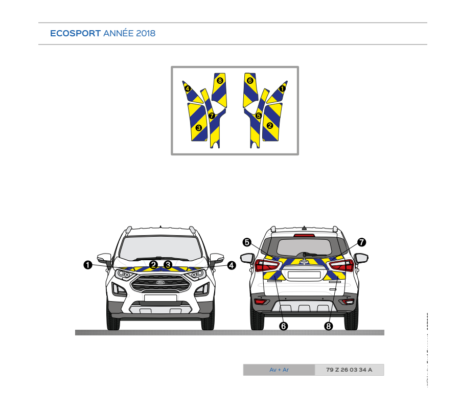 Ford Ecosport de 2018 - Bleu & Jaune - Avant + Arrière