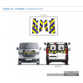 Renault Trafic 2 portes L1H1 de 2001 - Jaune & Bleu - Avant + Arrière