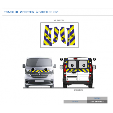 Renault Trafic 2 portes L1H1 de 2001 - Jaune & Bleu - Avant + Arrière