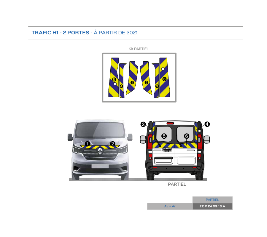 Renault Trafic 2 portes L1H1 de 2001 - Jaune & Bleu - Avant + Arrière