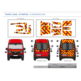 Renault Trafic H1 2 portes à partir de 2014 - Rouge & Jaune - Avant + Arrière