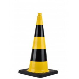 Cône 75cm 5.2 Kg 2 bandes rétro classe 2 prismatique BASE NOIRE
