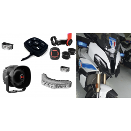 PACK - MOTO DL EXPE (sirène, comde étanche 5 boutons, fusible, 2 feux bleus AV + 1 pano AR + équerres, kit sérigraphie PM)