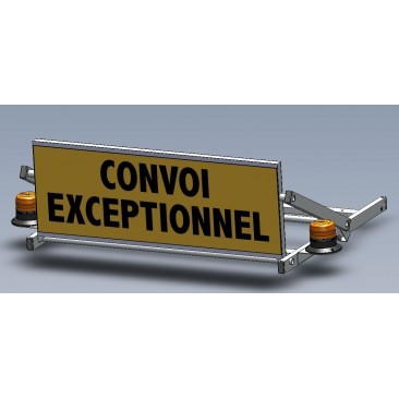 Barre de signalisation Convoi Exceptionnel - 2 gyroleds orange sur châssis