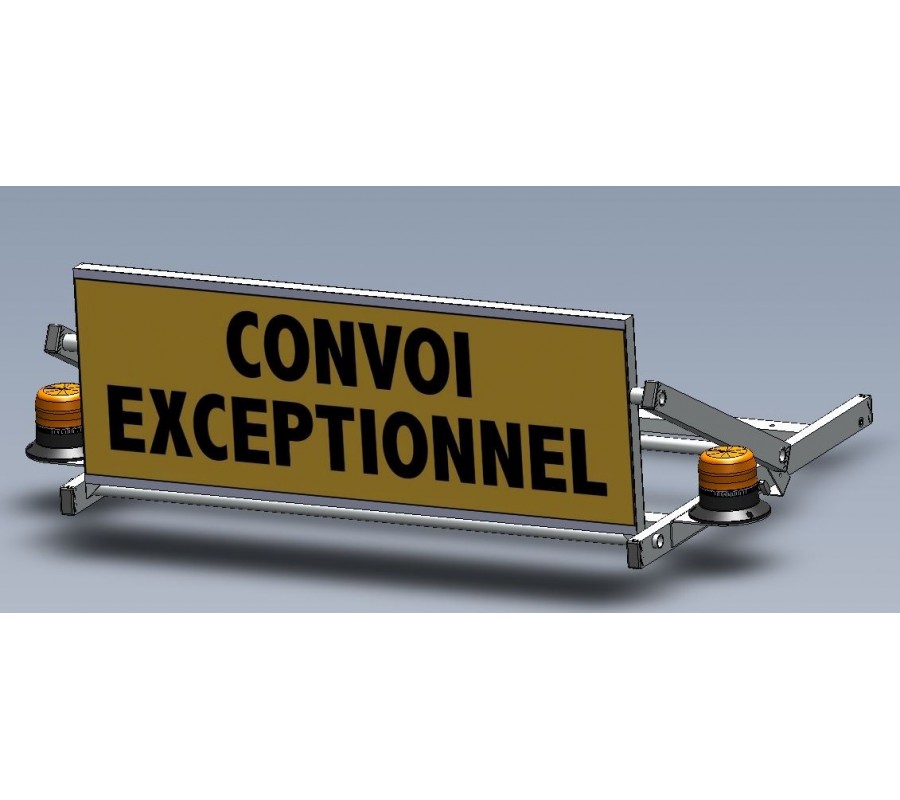Barre de signalisation Convoi Exceptionnel - 2 gyroleds orange sur châssis Barre de signalisation Convoi Exceptionnel - 2 gyroleds orange sur châssis