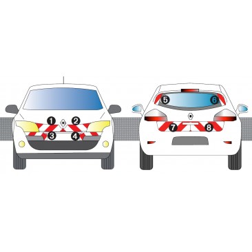MEGANE 3 COUPE de 2008 5PO - Classe A - Avant, arrière et latéraux mini - Rouge et blanc