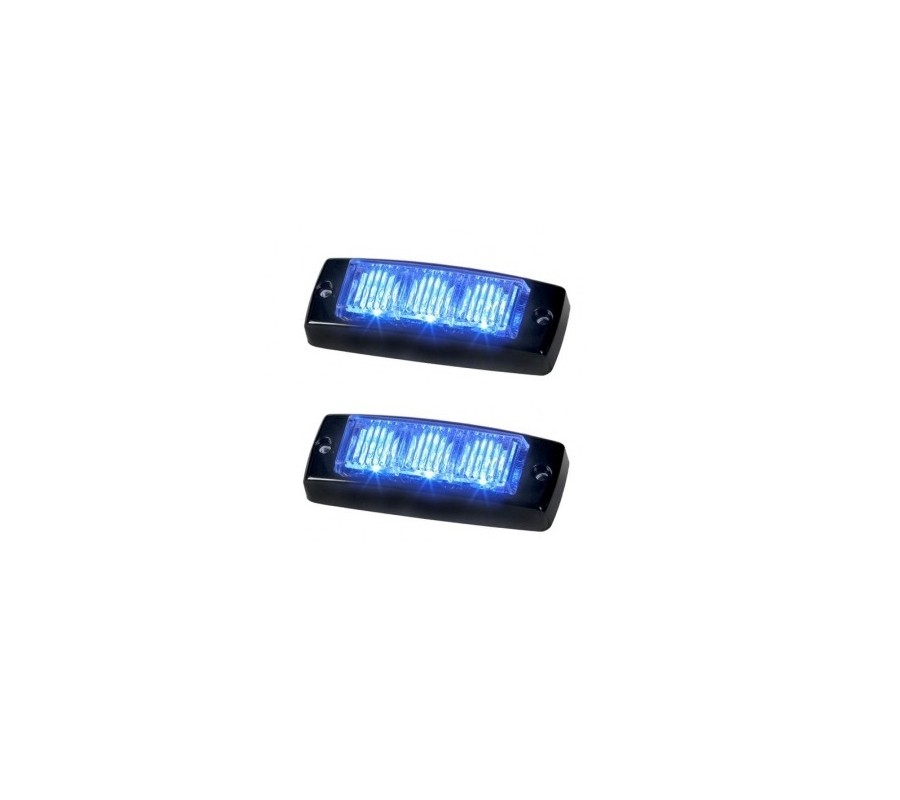 La paire de 2 Météorit 3 LED bleu - R65 - 10/30V - 89x34x22 mm