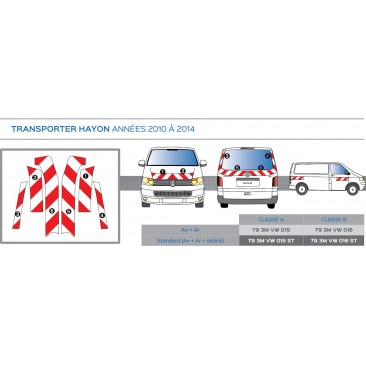 TRANSPORTER hayon de 2010 - Classe B - Avant, arrière et latéraux mini - Rouge et blanc