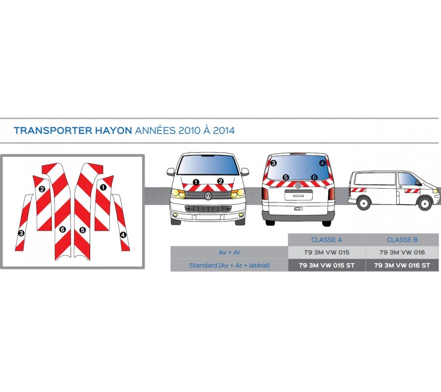 TRANSPORTER hayon de 2010 - Classe B - Avant, arrière et latéraux mini - Rouge et blanc