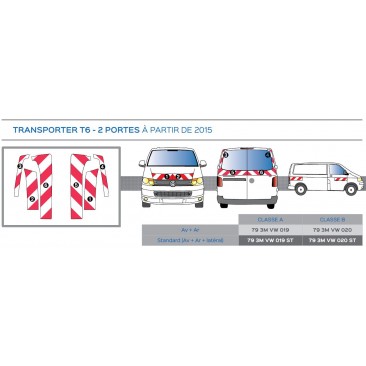 TRANSP T6 2 portes arrières - Classe B - Avant, arrière et latéraux mini - Rouge et blanc
