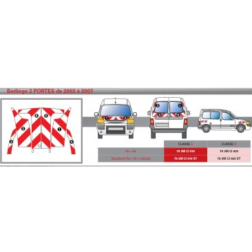 Citroën Berlingo 2 portes de 2003 à 2007 - Rouge & Blanc - Avant + Arrière + Latéraux - Classe B