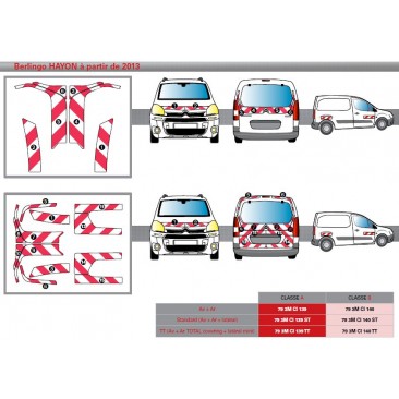 Citroën Berlingo Hayon à partir de 2013 - Rouge & Blanc - Avant + Arrière + Latéraux - Classe B