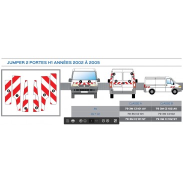 JUMPER 2 portes arrières de 2002 à 2005 - classe A -avant, arrière plus latéraux mini - Rouge et Blanc